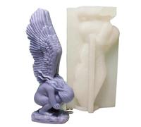 Molde de vela de silicona Molde de silicona for vela 3D 17 cm, estatua ángel la redención, molde resina epoxi, for yeso, cemento y hormigón con alas