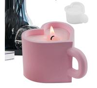 Molde de vela en forma de taza de té en forma de corazón, moldes de resina para taza en forma de corazón | Molde de silicona 3D Corazón Taza Vela Molde | Molde de resina de fácil liberación, yeso, mo