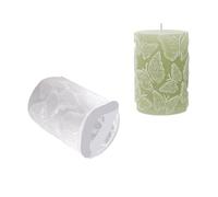 Molde de vela silicona con cilindro flor mariposa en relieve 3D, columna cerezo ondulada artesanal, molde yeso resina for jabón, 3/6 Uds para Velas Aromáticas y Jabones(3pcs White02)