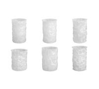 Molde de vela silicona con cilindro flor mariposa en relieve 3D, columna cerezo ondulada artesanal, molde yeso resina for jabón, 3/6 Uds para Velas Aromáticas y Jabones(6PCS White)