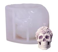 Molde de velas de cráneo, flores de rosa 3d calvo flexible muelles de silicona transparente moldes de velas de halloween, silicona, resina, moho, resina.