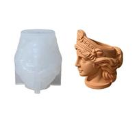 Molde decorativo de fundición con alivio clásico de cabeza, molde de silicona con parte superior abierta para macetas de resina, yeso, cera para verter estatuas, jarrones faciales, forma de fundición