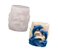 Molde decorativo para velas con patrón de relieve marino, molde cilíndrico de silicona para fabricantes de pasatiempos, estilo del hogar y proyectos de exhibición de estantes, artesanía de pilar de de