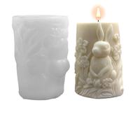 Molde en forma de conejo, de hormigón cilíndrico 3D para manualidades de arte, molde de jabón de resina para boda, , vacaciones, cena, mesa, centro de mesa, salón y casa