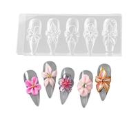 Molde floral 3D transparente para arte de manicura con diseños detallados, relleno de cavidad visible y acento de joyería para hacer moldeadores de manicura, plantilla de flores, adorno en