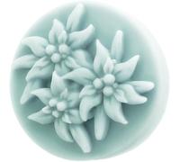 Molde Flores Edelweiss de Silicona para Jabones y Manualidades | Fácil de Usar | Resistente y Flexible | Incluye 3 Flores en Relieve | 6,5 cm x 2 cm