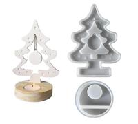Molde genérico para candelabros navideños - árbol de resina de silicona con vela de calentador de plato | Juego de 2 piezas para manualidades y centros de mesa decorativos, decoraciones de mesa, mayo