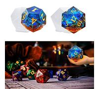 Molde grande de resina de dados poliédricos, 2 estilos con número de letra, molde de silicona para manualidades de resina epoxi, decoración de habitación, juegos de RPG, vela de dados DND
