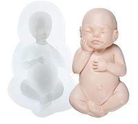 Molde grande de silicona para fondant de bebé durmiendo para recién nacidos, decoración de tartas, jabón, chocolate, cera, arcilla, 3.6 x 2 pulgadas