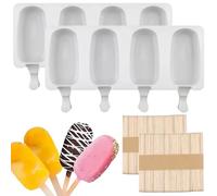 Molde Helado Silicona,2 piezas Molde Helado Con 100 Palos Madera,Moldes Paletas Chocolate,Molde Barra Helado,para Helados DIY Niños, para Chocolate Postre congelado