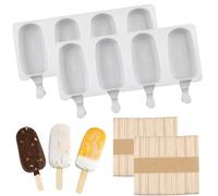 Molde Helado Silicona,2 piezas Molde Helado Con100 Palos Madera,Moldes Paletas Chocolate,Molde Barra Helado,para Helados DIY Niños, para Chocolate Postre congelado