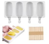 Molde Helado Silicona,Molde Helado Con 50 Palos Madera,Moldes Paletas Chocolate,Molde Barra Helado,para Helados DIY Niños, para Chocolate Postre congelado