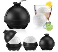 Molde Hielo Redondo,4 Pcs Cubiteras para Hielo Grande, Sin BPA Cubitera Silicona con Tapa de Embudo,XXL Bandeja de Hielos Redondos para Cócteles, Whisky, Vino, Coffee