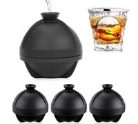 Molde Hielo Redondo, Juego de 4 Molde para Hielos Redondos de Silicona Con Tapa de Embudo, Moldes de Cubitos de Hielo Redondos Apilables Cubitera Hielo Ice Cube Tray para Cócteles, Whisky