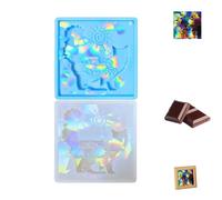 Molde holográfico de silicona para chocolate con forma de gato, fácil de liberar, reutilizable, para hornear, cera derretida (transparente + azul)