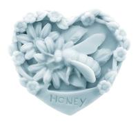 Molde Jabón Silicona Corazón con Relieve Abeja y Flores | Perfecto para Jabones de Miel y Propóleo | Antiadherente y Fácil de Desmoldar | 7,5x7,5x3 cm