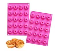 Molde Magdalenas Horno, 2 Piezas Mini Molde Magdalenas Silicona, Molde Muffins, 20 Cavidades Bandeja Magdalenas Horno Adecuado para Mollete Cupcakes Budines Galletas(Rosado)