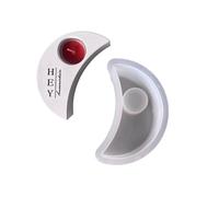 Molde multifuncional para manualidades, forma de luna, soporte para velas de té, moldes de base para hacer soportes de resina o yeso, candelabro de silicona