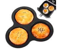 Molde Multiusos de Silicona para Airfryer y Microondas - 3 Cavidades para Cupcakes, Muffins, Huevos Redondos & Ramequins - Ideal para Cocinar Hamburguesas Pequeñas, Tortitas, Pudines y Sándwich