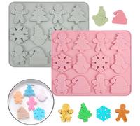 Molde Navidad Silicona, 2 pcs Moldes Silicona Navidad, 6 Motivos Diferentes Moldes Navidad Silicona, Molde Silicona para Hornear para Magdalenas, Chocolate, Jabón, Dulces