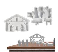 Molde para belén, molde de hormigón en forma de casa, molde 3D para manualidades, decoración de mesa, suministros para hacer velas