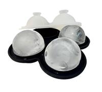 Molde para bolas de hielo | 4 cavidades alimentaria, reutilizable, antideslizante | Silicona para bolas de hielo - para Whisky, Bourbon, cerveza, café, agua, zumos, bebidas, casa