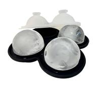 Molde para bolas de hielo, 4 cavidades de silicona, fácil liberación, recipiente para barras, whisky, cócteles, preparación de agua