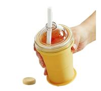 Molde para Bolas de Hielo,Plegable Antifugas 325 ml con Pajita y Tapa | Molde de Bola de Hielo para Whiskey | Cerveza, Cóctel, Bebida, Hogar, Gimnasio, Oficina, Viaje, Aire Libre