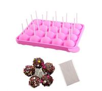 Molde para Cake Pop,20 Cavidades Molde para Paletas de Pastel de Silicona para Dulces con 100 Palitos de Piruleta Molde para Bandeja para Hornear Dulces para Hacer Piruletas Chocolate Magdalenas