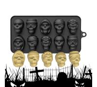 Molde para chocolate con forma de calavera | Molde para Halloween con 10 cavidades | Accesorio para dulces y postres | Molde de cocina para chocolate, aperitivos, helados, caramelos y pudding