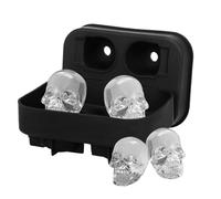 Molde para cubitos de hielo 3D con forma de calavera, 4 capas, con tapa, fácil extracción para whisky, cerveza, cócteles