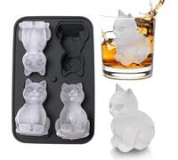 Molde para cubitos de hielo, bandeja para cubitos de hielo, forma de gato en 3D, bandejas para cubitos de hielo, cubos de hielo para whisky, bourbon, 4 agujeros, grandes formas divertidas, bandejas de