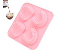 Molde para cubitos de hielo en bloque | Modelo de dientes de silicona para congelación, 4 alvéolos, molde divertido, preparación de bebidas para vino, refrescos, cócteles de frutas para casa, pícnic