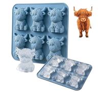 Molde Para Cubitos De Hielo Mini Highland Cow, Bandeja De Moldes De Silicona Para Cubitos De Hielo 3D Highland Cow, Bandeja Para C ubitos De H ielo Con 6 Cavidades Con Simpáticos Animales