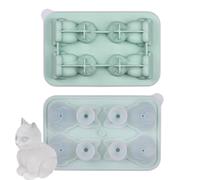 Molde para cubitos de hielo para gatos - artesanales reutilizables, bandeja de 4 cavidades de 12 x 8 cm, herramienta de congelador de forma divertida | Gran fabricante de cubitos de hielo en