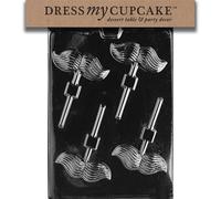 Molde para decorar cupcakes de chocolate y caramelos con forma de piruleta y bigote