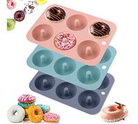 Molde para donas, antiadherente de gel de sílice de 6 cavidades, bandeja para hornear donas sin BPA, fácil de limpiar, apto para lavavajillas y microondas, 3 unidades