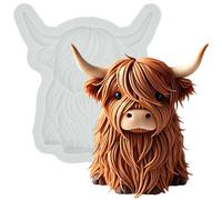 Molde para fondant, diseño de vaca de las tierras altas, decoración para tartas, 7,62 cm de alto
