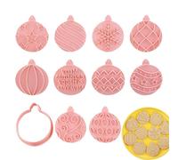 Molde para galletas de Navidad - 5,3 x 6,3 cm polipropileno juego de 10 moldes | Bolas de Navidad de dibujos animados para dulces, galletas, galletas, galletas, galletas, decoración, regalos festivos