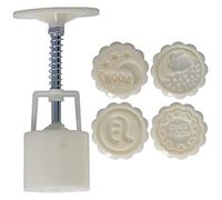 Molde para galletas y pasteles de luna HandPress, herramienta para hornear, 4 sellos redondos, material ABS de grado alimenticio, libre de BPA, altura ajustable para hornear en la (Corriendo hacia la