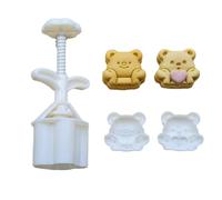 Molde para hacer pasteles de luna y oso de corazón, herramienta de repostería de mediados de otoño, cortador de galletas y postres, molde de presión de mano, molde de pastel con patrón de oso de