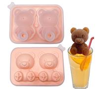Molde para helado con forma de oso - Paquete de 2 cubitos de hielo con forma de animal | Máquina de hielo reutilizable de silicona con simpáticos animales flexibles, crea formas de osos Po