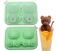 Molde para helado con forma de oso - Paquete de 2 cubitos de hielo con forma de animal | Máquina de hielo reutilizable de silicona con simpáticos animales flexibles, crea formas de osos Po