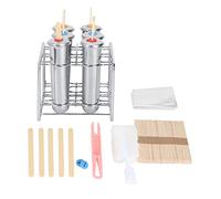 Molde para helado, doble ranura, cabeza redonda de acero inoxidable, taza redonda, kit para hacer helados DIY para postres caseros, acero inoxidable 304, 14x12,5x13,5 cm, 6