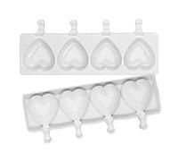 Molde para helado en forma de corazón, huecos, moldes para helados, forma de corazón 3D, molde de silicona, molde de silicona, para hacer puré, yogur (blanco)