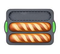 Molde para hornear baguette de silicona, molde para hornear antiadherente, molde para hornear pan francés, molde para baguette transpirable, adecuado para hornear hot dogs y baguettes