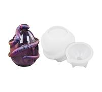 Molde para huevos de epoxi, 6,3 x 3,8 cm, molde de resina hueca para almacenamiento de huevos de serpiente, caja de manualidades de silicona con tapa | para joyas, anillos de joyería, joyas de