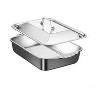 Molde para lasaña de acero inoxidable, 45 cm, con tapa de 2 mm, para acero | Acero inoxidable 18/8, 2 mm de grosor, distribución uniforme del calor, hasta 500°F, no se deforma