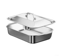 Molde para lasaña de acero inoxidable, 45 cm, con tapa de 2 mm, para acero | Acero inoxidable 18/8, 2 mm de grosor, distribución uniforme del calor, hasta 500°F, no se deforma
