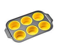 Molde para magdalenas de silicona - Bandeja De 6 Cavidades Para Magdalenas | Moldes De Silicona Antiadherente Para Muffins | Galletas Brownies Chocolate Mantequilla Postre Almuerzo Cocina Comida Freid